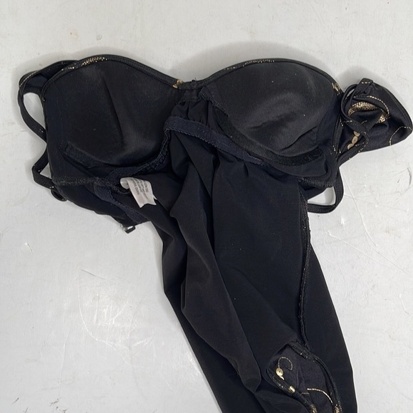 SHAPE FX One Piece Swimsuit Black and Gold Crossover with Gold Buckle Size 4 - Picture 7 of 12